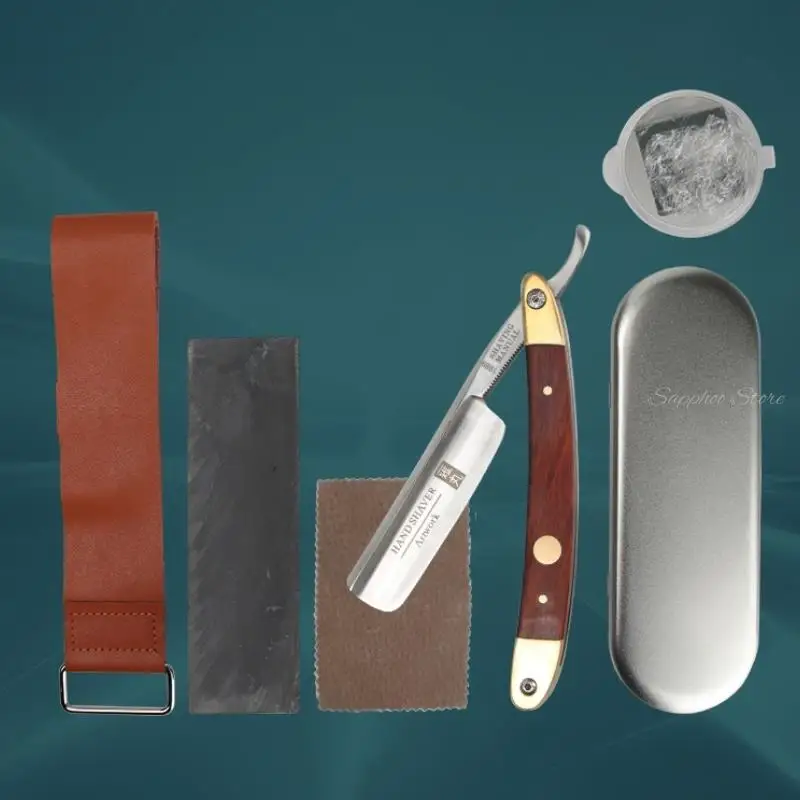 Manuelle Rasiermesser Set japanische High Carbon Stahl Naturholz Klapp Rasiermesser Kit scharf gebrauchs fertig Friseurladen