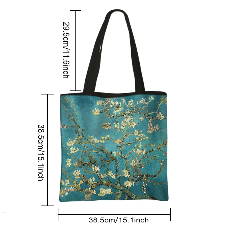 Ölgemälde Blühender Mandelbaum Casual Tote Bag Van Gogh Damenhandtasche Große Kapazität Aufbewahrungstaschen Wiederverwendbare Damen-Einkaufstasche – Detail 2