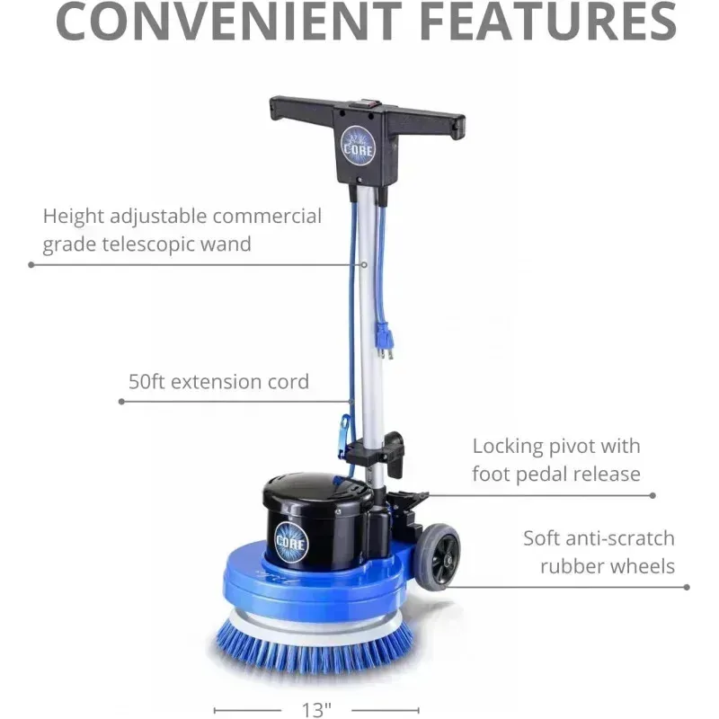QZA4-Prolux Core Floor Buffer - Heavy Duty Single Pad Commercial Floor Polisher and Tile Scrubber,