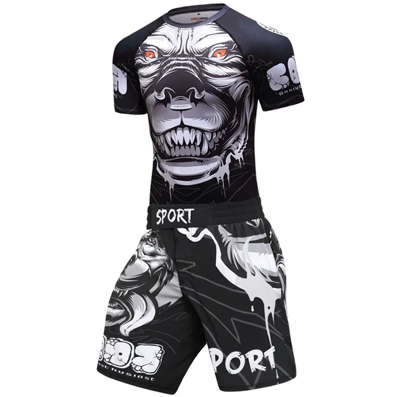 Homens mma kickboxing agasalho camisa de compressão calças shorts de boxe conjunto bjj rashguard ginásio roupas de fitness ternos esportivos