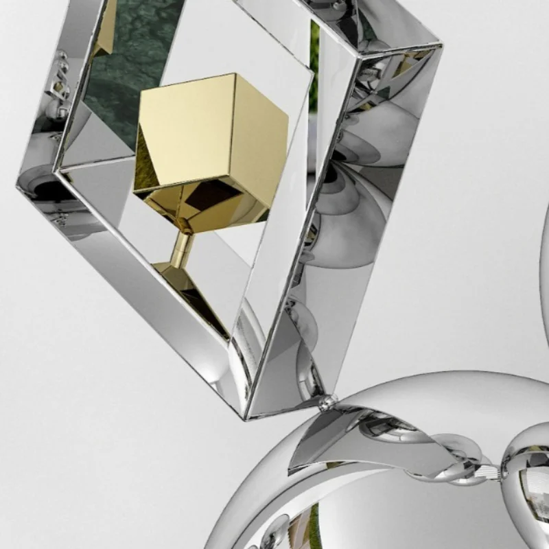 Stainless Steel Statues Combination Geometry Marble Base Sculptures Art Modern Creativity Luxury Statue Home Decoration Crafts