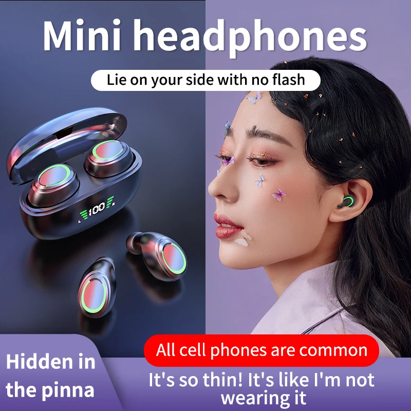 Mini auriculares inalámbricos invisibles con Bluetooth 5,3, cascos TWS, HIFI, música, táctil inteligente, Auriculares deportivos impermeables con micrófono