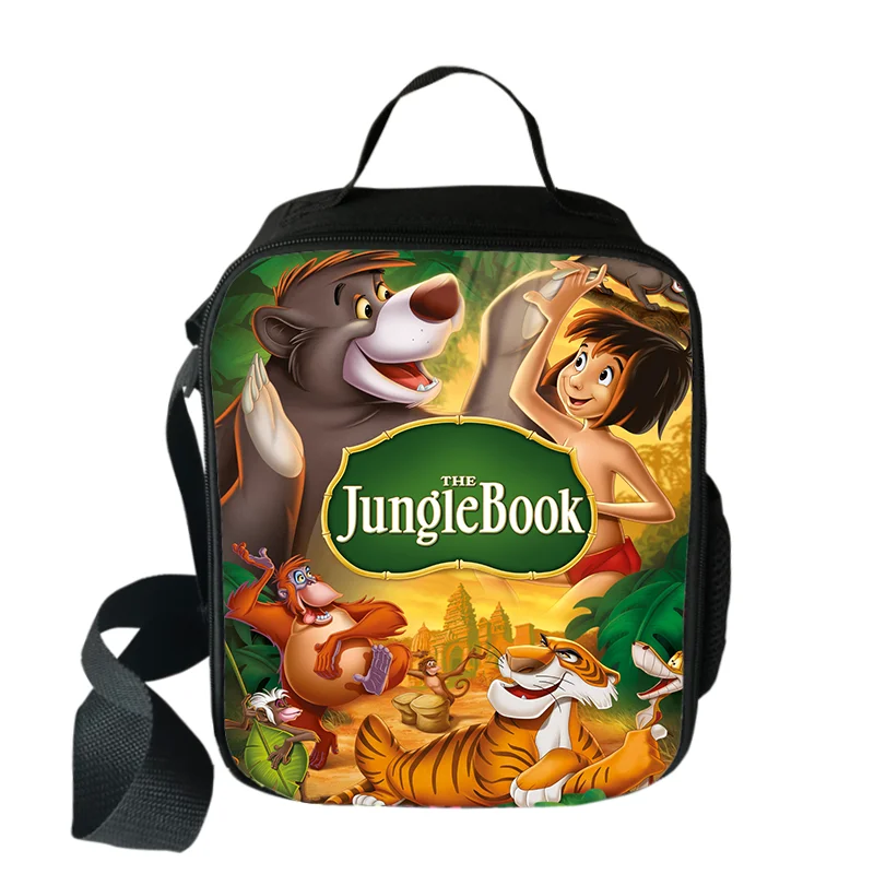 

Защитные сумки для обеда Disney The Jungle Book, дорожные сумки-тоуты для мальчиков и девочек, сумки для хранения свежести еды для пикника, Студенческая сумка-мессенджер