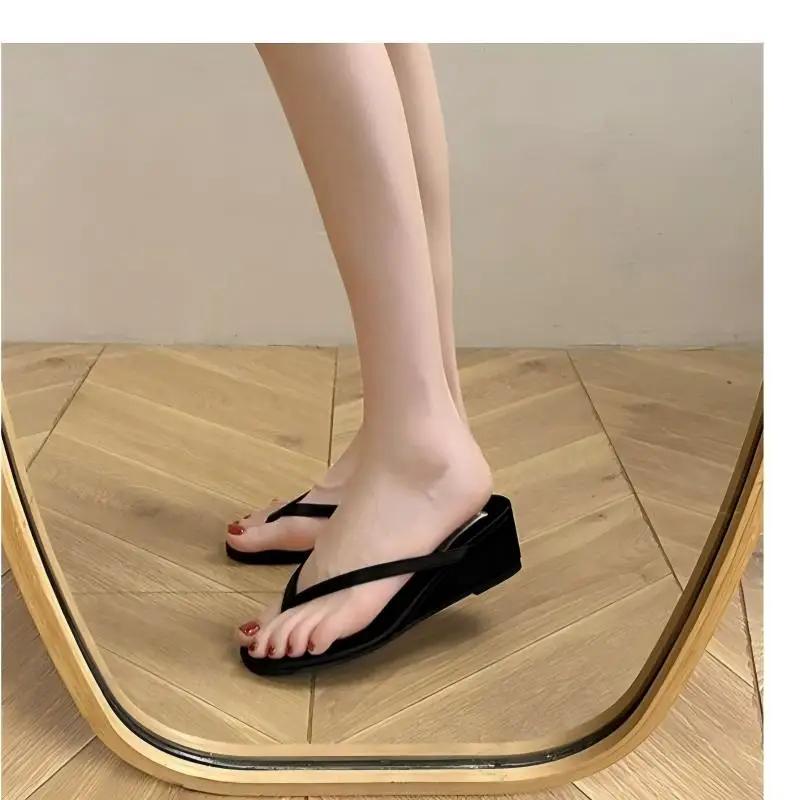 Chic Satin Wedge Flip Flops Women Elegant High Heel Thong Sandals Luxury Soft Platform Beach Slippers Summer Outdoor Slides Shoe view 2
