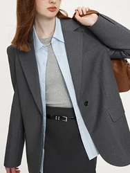 FSLE-Veste de bureau minimaliste à un bouton pour femme, blazer décontracté, tempérament trempé, nouveau style, automne 2024, 24FS13165