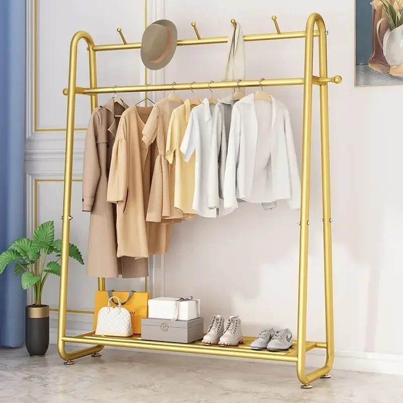 Home Furniture Household Clothes Storage Floor Folding Standing Hanger Bedroom Balcony Simple Removable Metal Clothe Rack New