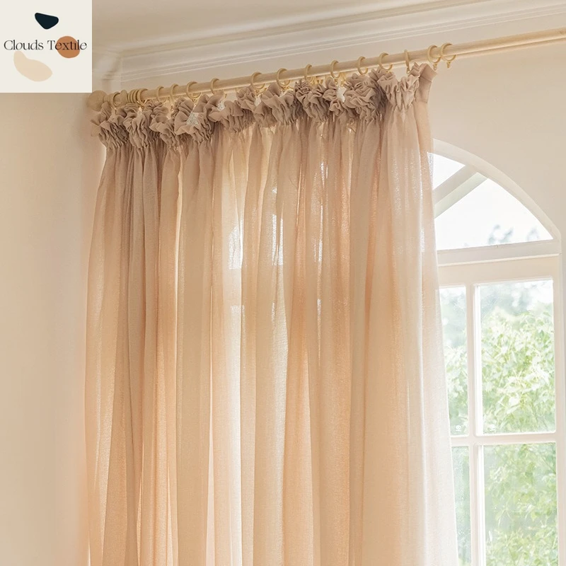 

Custom Size！！French Exquisite Linen Yarn Is Suitable Curtains for Living Room Bedroom Window Elegant Rideaux Voilage Decor