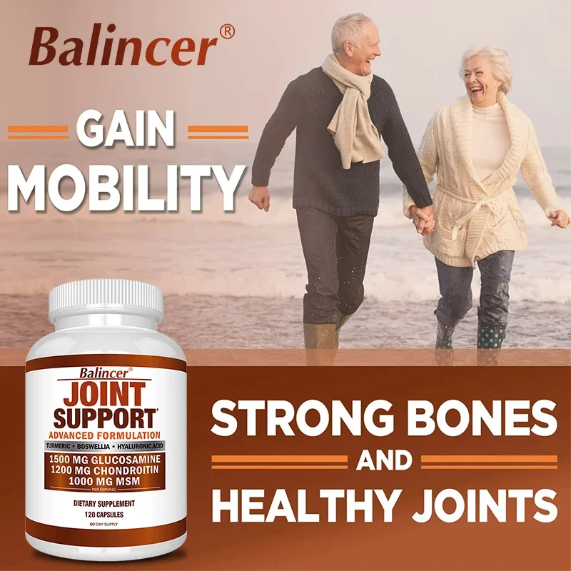 60/120 Glucosamine & Chondroitin & MSM 3-in-1 Capsules - Joint Health Support Supplement - Non-GMO, Vegetarian Capsules