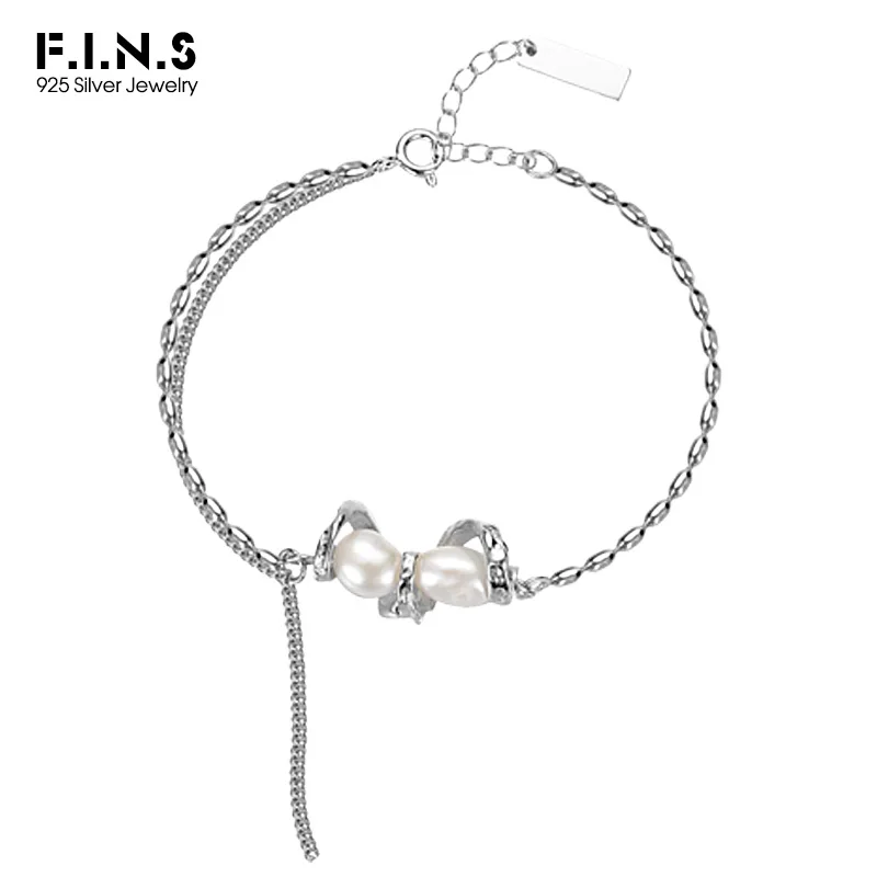 F.I.N.S Original S925 sterling silver Bracelet Irregular Freshwater Pearl Hand Fashion Fine Jewelry Prevent Allergy Accessories