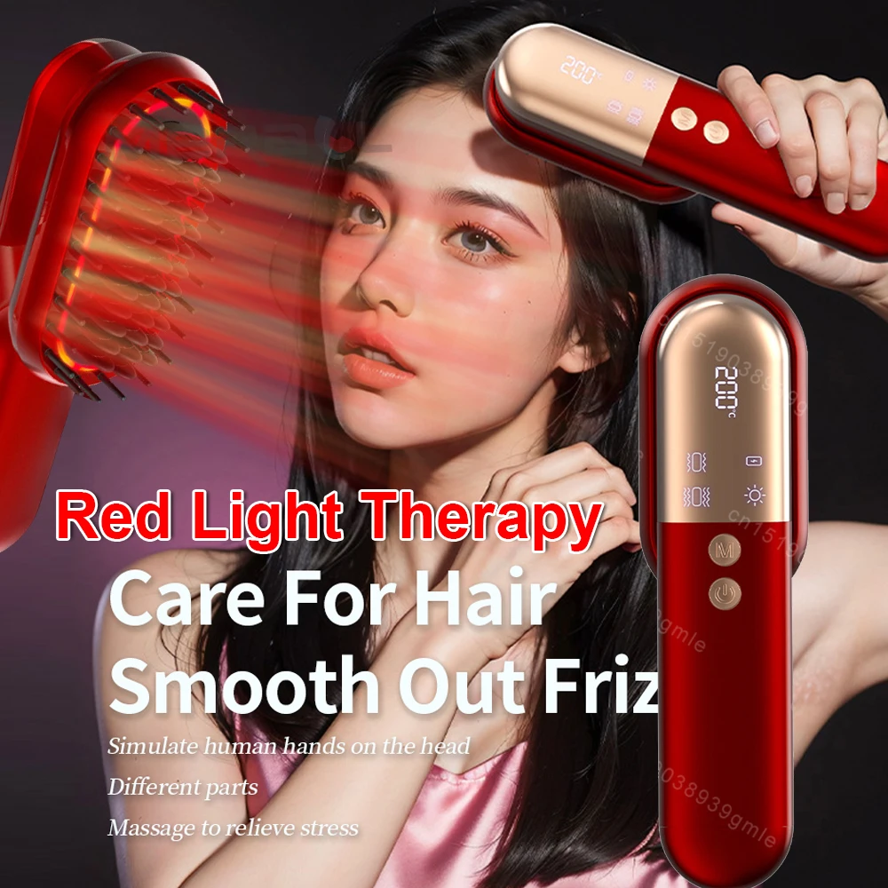 Red Light Therapy Hair Scalp Massager Red Light Brush Electric Head Scalp Massager Comb Anti Hair Loss Infrared Hairbrush Tool