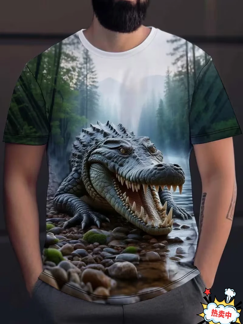 Fashion 3D Print Dinosaur Graphic Men T-shirt Unisex Summer Casual Short-sleeved T-shirt Round Neck Tee Shirt Harajuku Men Tees
