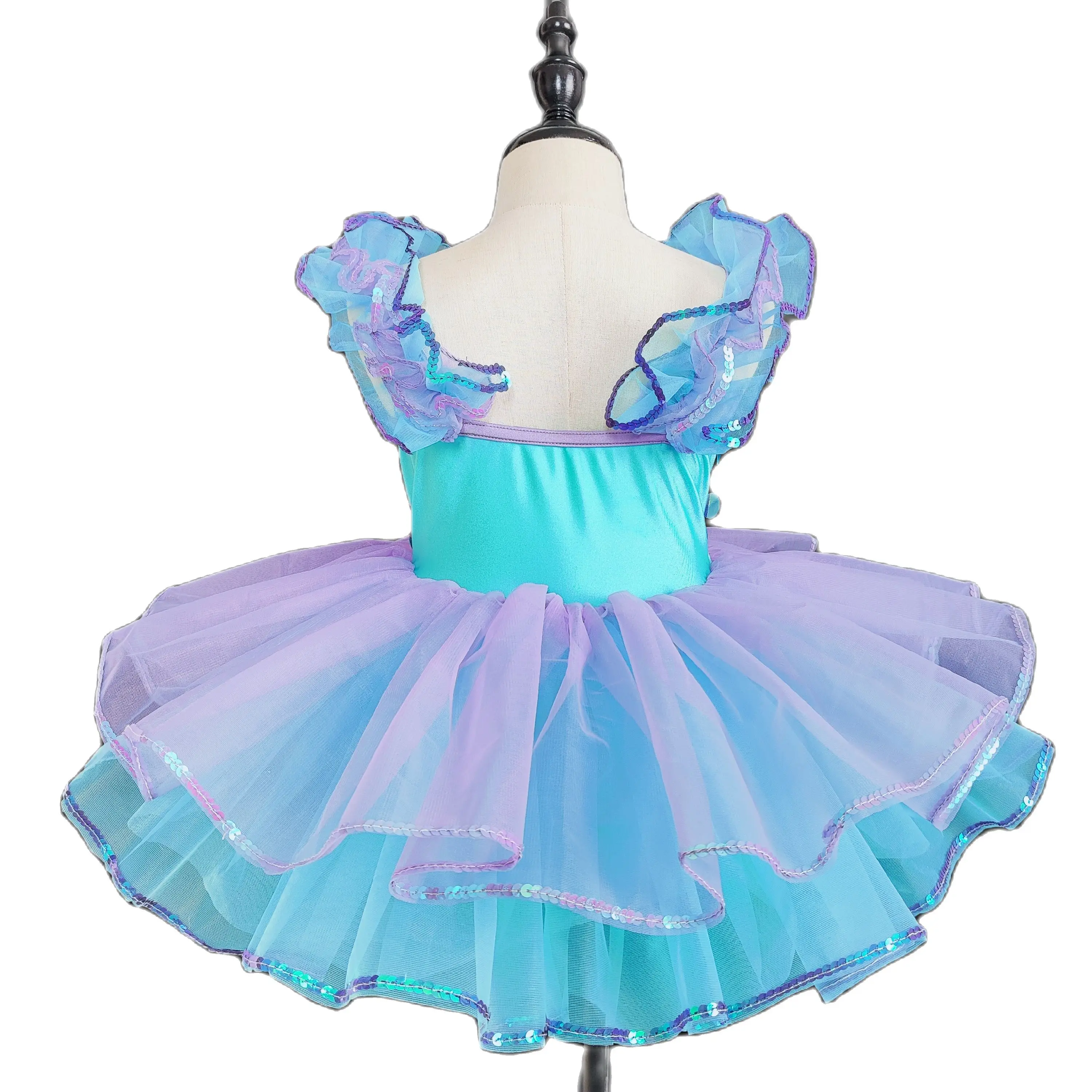 New Blue Ballroom Clothing Sequined Modern Dance Wear Tutu Dress Girls Girls Jazz Dance Party Dresses Kids