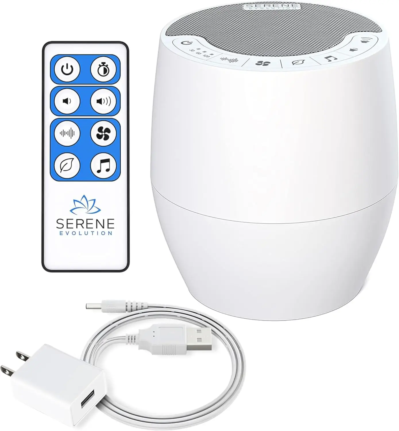 

Машина с белым шумом и 60, успокаивающими звуками, пультом дистанционного управления, таймером — идеально подходит для сна и офиса.