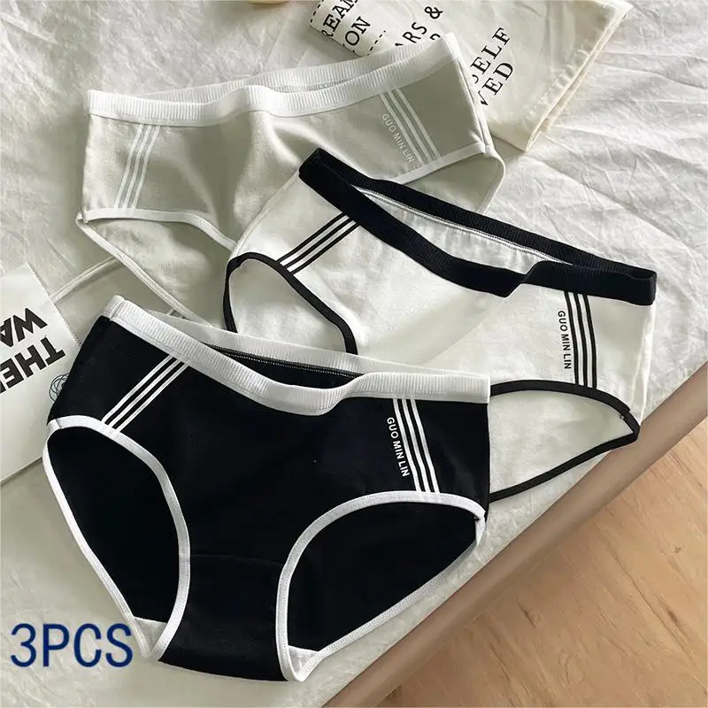 3 Teile/satz Baumwolle Höschen Frauen Mode Unterwäsche Mädchen Briefs Sport Unterhose Weibliche Atmungs Einfarbig Sexy Dessous
