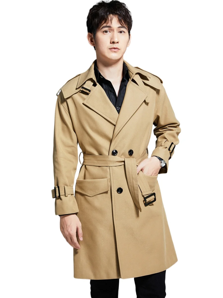 Lente Heren Mode Plus Size Waterdichte Trenchcoats Herfst Nieuwe Windjack Jassen Mannelijke Luxe Double-Breasted Riem Bovenkleding