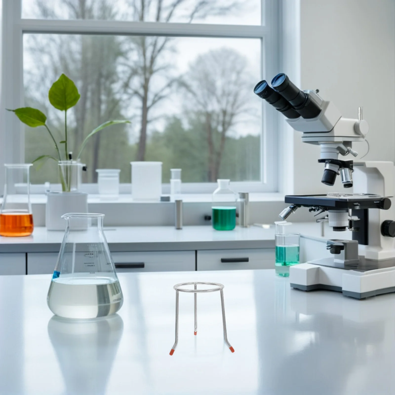 حامل ثلاثي القوائم للمختبر دعم معدني عالي التحمل لقارورة الموقد بنسن تجربة الكيمياء علوم معدات المختبرات المدرسية #1