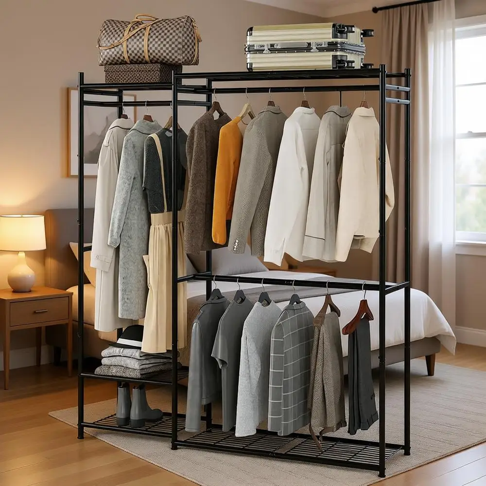 

Portable Wardrobe Closet, Clothes Rack, Bedroom Hanging Area, Storage Shelves, Tall Clothes Organizer