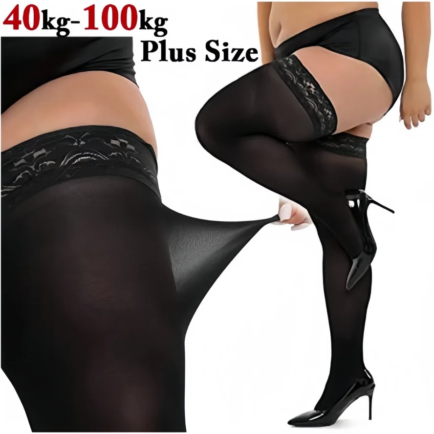 Übergrößen Damen Transparente Spitzen-Netzstrümpfe über dem Knie Sexy Große Elastische Lässige Lange Seidenstrümpfe für den Täglichen Gebrauch