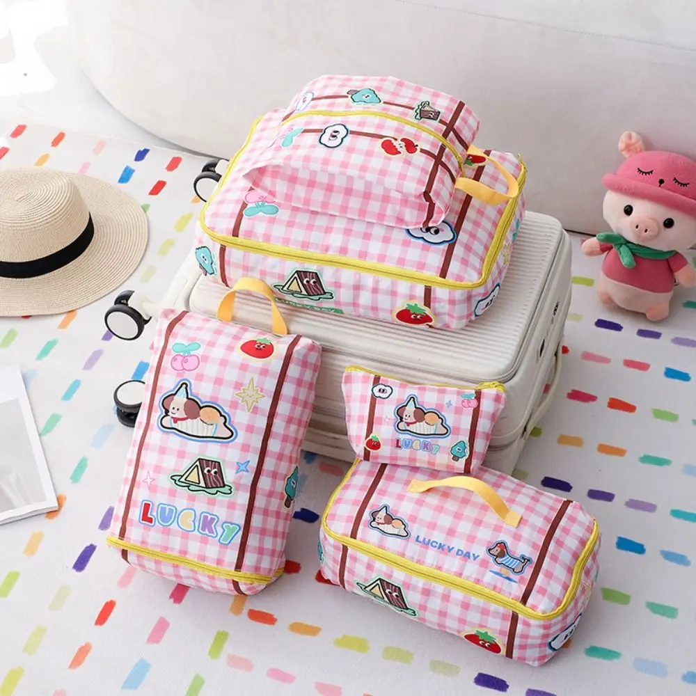 

5Pcs/set Cartoon Makeup Travel Bag Portable Waterproof Travel Storage Case with Zipper Large Capacity Luggage Storage Organizer