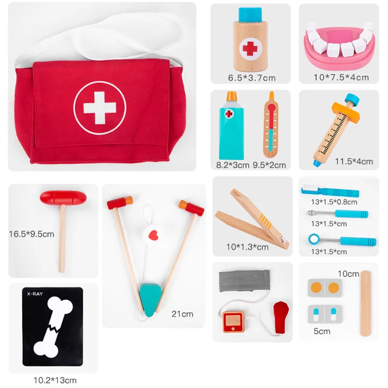 Ensemble de jouets de médecin pour enfants, kit médical, jeu de dentiste, costume de cosplay pour enfants, jouets en bois pour enfants, accessoires de jeu d'hôpital, simulation