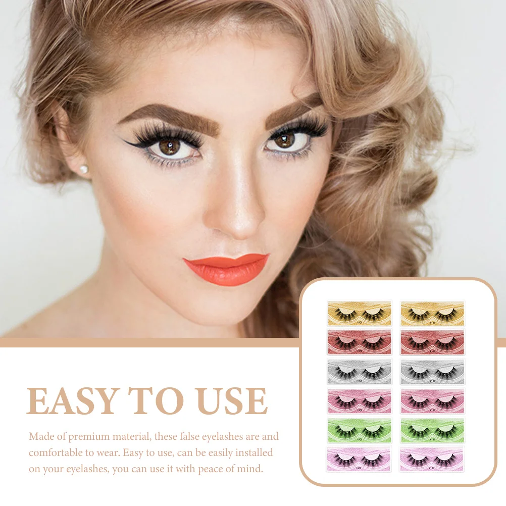 

12 Pairs False Eyelashes For Women Makeup Fake Eyelash Set Beauty Supplies Safe Grafting Thick Dense Natural