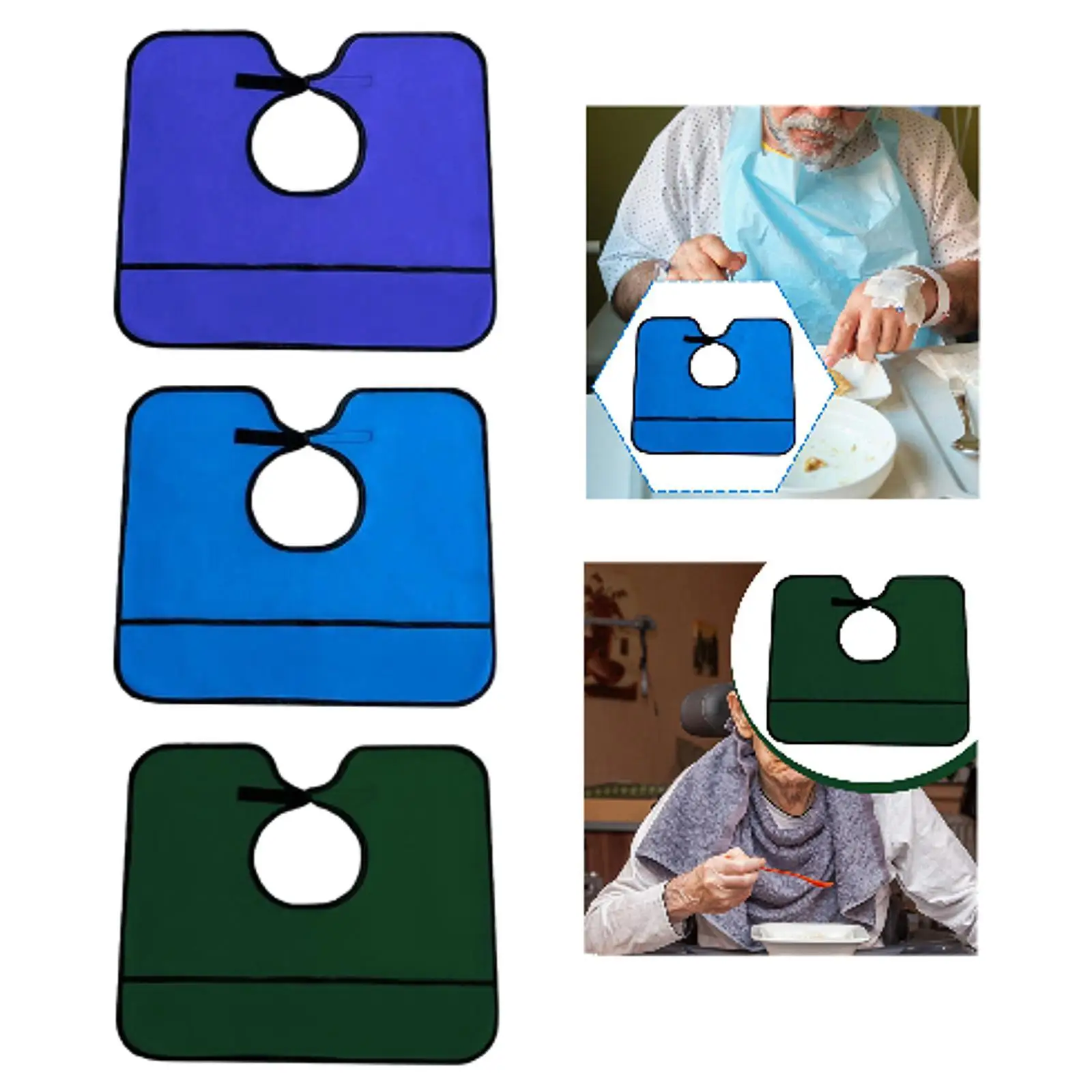 مريلة للبالغين، عملية مقاومة للبقع، متعددة الاستخدامات، واقي ملابس المساعدة في الطعام، مريلة لكبار السن للأب المسنين