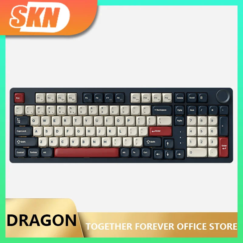 

Беспроводная механическая клавиатура SKN Green Dragon 4.0, три режима, игровая клавиатура с горячей заменой, прокладка, RGB подсветка, эргономика