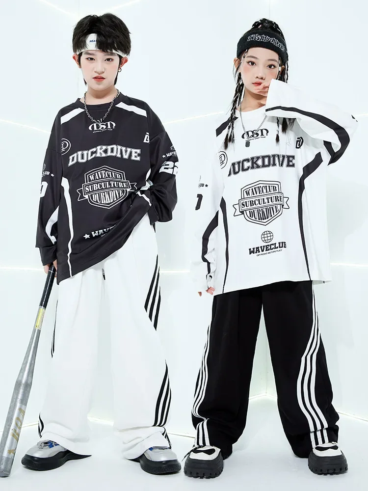 Jongens Zomer Meisjes Brief Korte Mouw T-shirt Wijde Pijpen Broek Street Wear Kids Jazz Kleding Mode Hip Hop Danskostuums