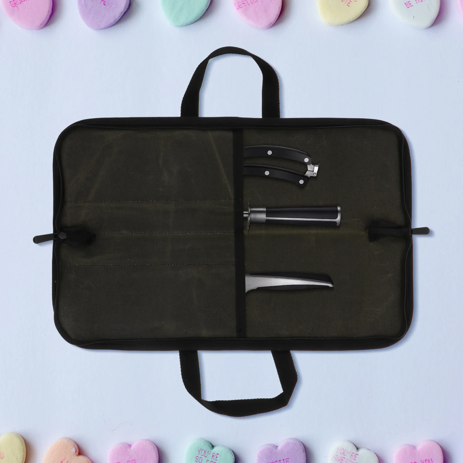 

1pc Knife Storage Large Capacity Chef Cutlery Bag Chef Cutlery Bag Canvas Travel Camping BBQKnife Organizer