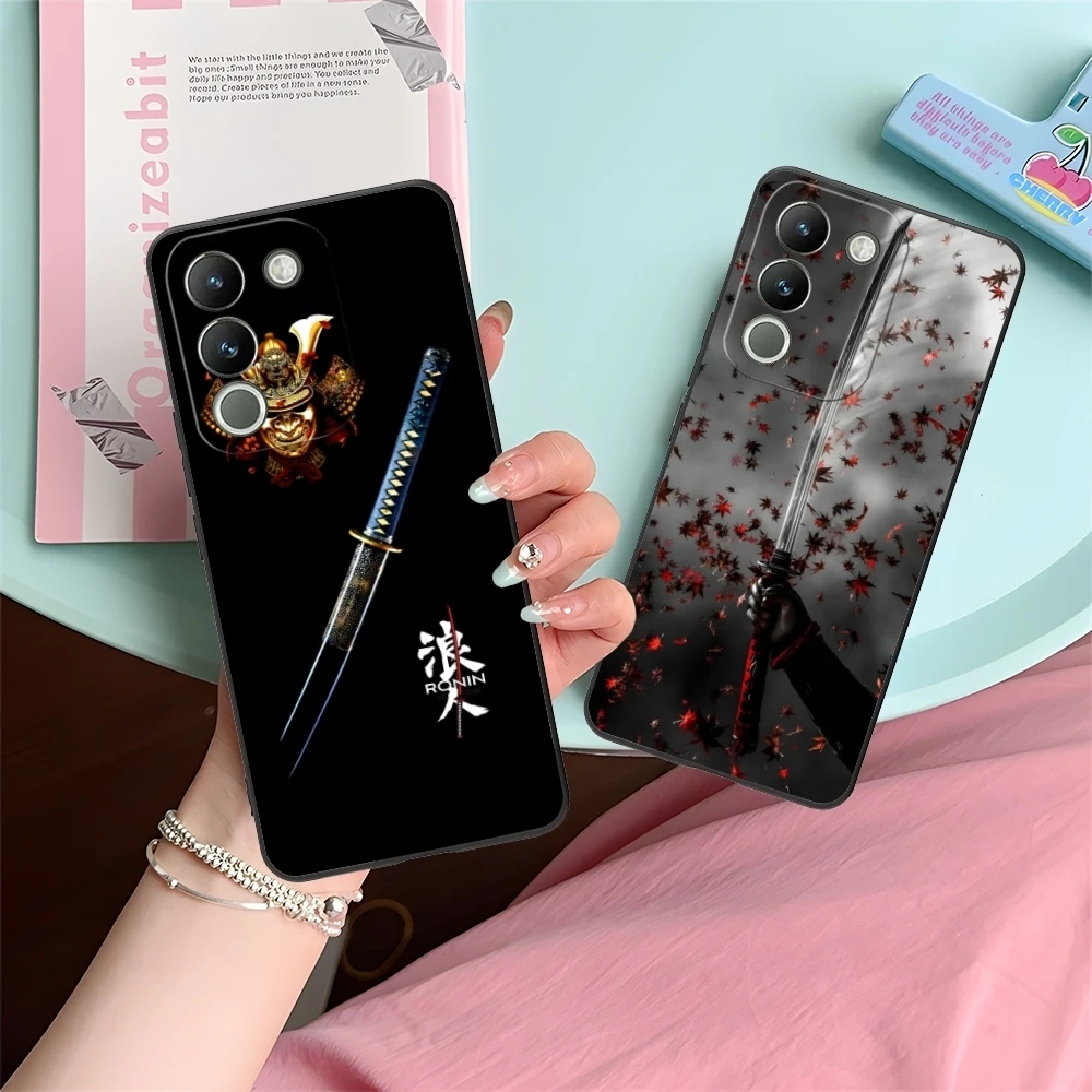 Katana Samurai Ronin Mobile Cell Phone Case for VIVO Y95 Y93 Y31 Y20 V19 V17 V15 Pro X60 NEX Black Soft Phone Cover Shell