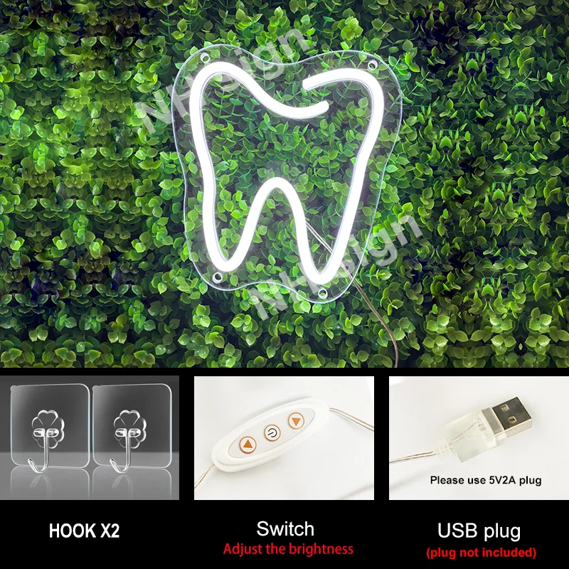 Dentist Tooth Neon Sign Teeth Shop Toothbrush Dentist\'s Office Room Decor Wall Decoration Business Sign  USB Led Luminous Signs