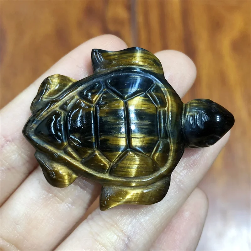 

Natural Tiger Eye Stone, Sea Turtle Carving, Animal Carving Model, Crafts Fashion, Home Decoration, Healing Fengshui Gift, 1Pc