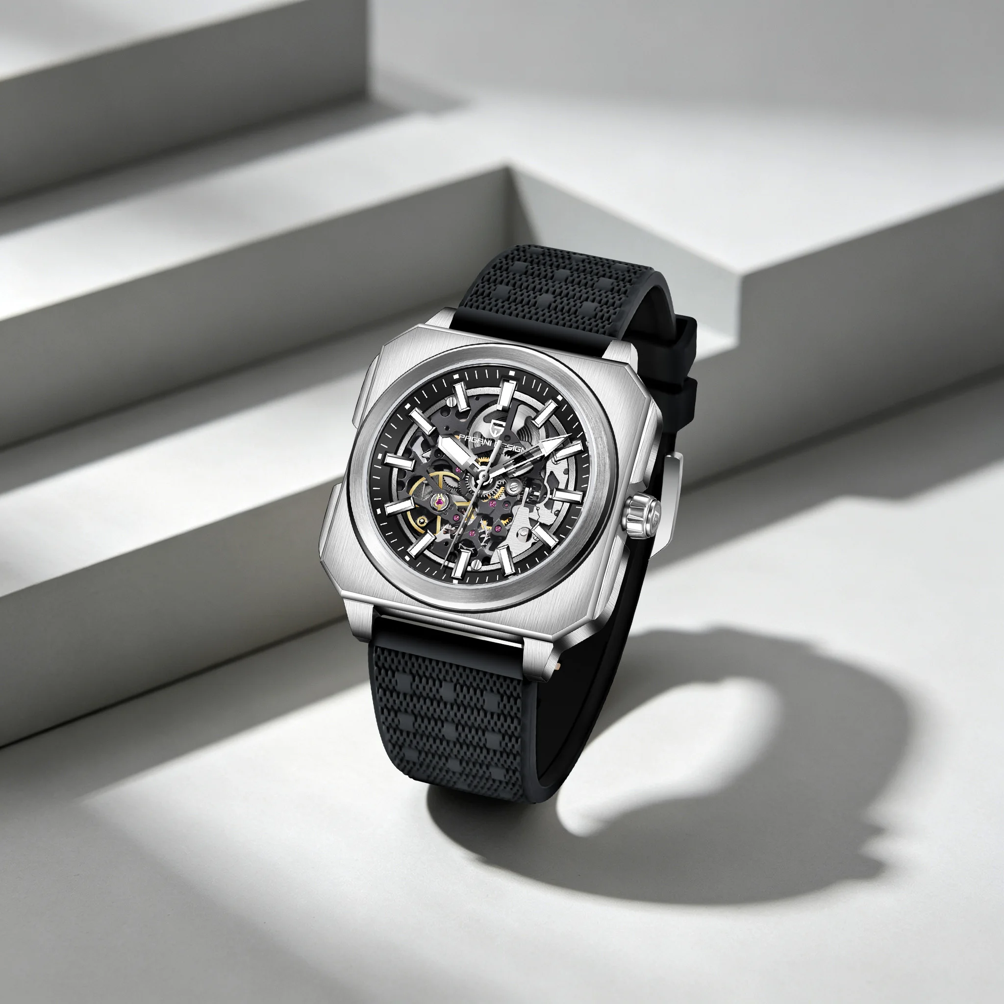 PAGANI DESIGN Trendy Men's Automatic Mechanical Watch For Men Full Skeleton Dial Sport Racing Style Sapphire Luminous Dive Watch