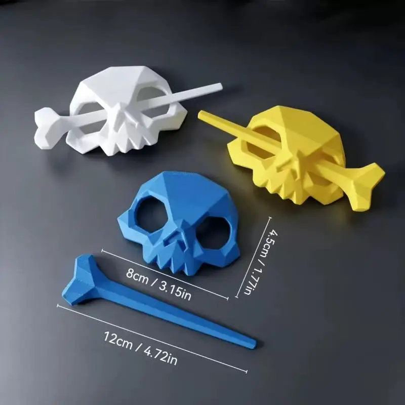 3D-gedruckte Halloween-Punk-Stil Totenkopf-Haarspangen für Frauen, Hohle Geister-Totenkopf-Haarklammer, Langlebige Skelett-Haarnadel für Halloween-Party – Detail 4