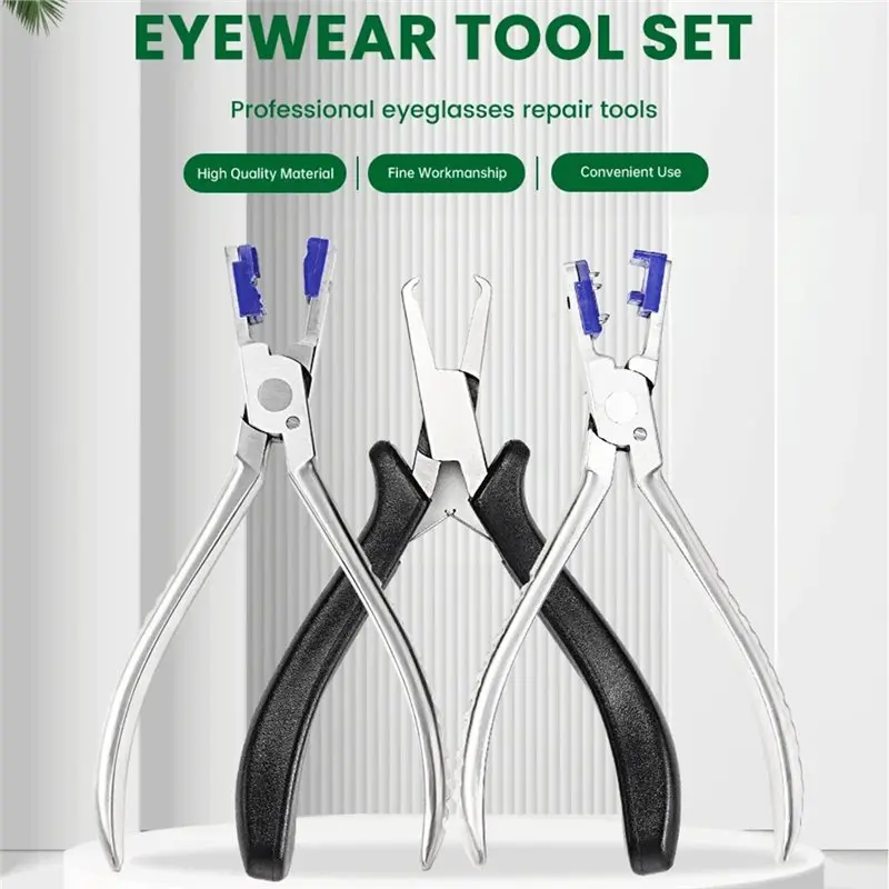 AB66-Optical Tools Rimless Disassembly Eyeglasses Repair Maintenance Pliers Set Plier Tool Kit Shop Stainless Steel Frames