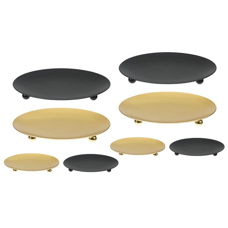 ABJY-8 حزمة حامل شموع لوحة حديدية، حامل شمعدان عمودي، لشموع LED والشمع، مخاريط البخور، سبا، حفلات الزفاف (ذهبي + أسود)