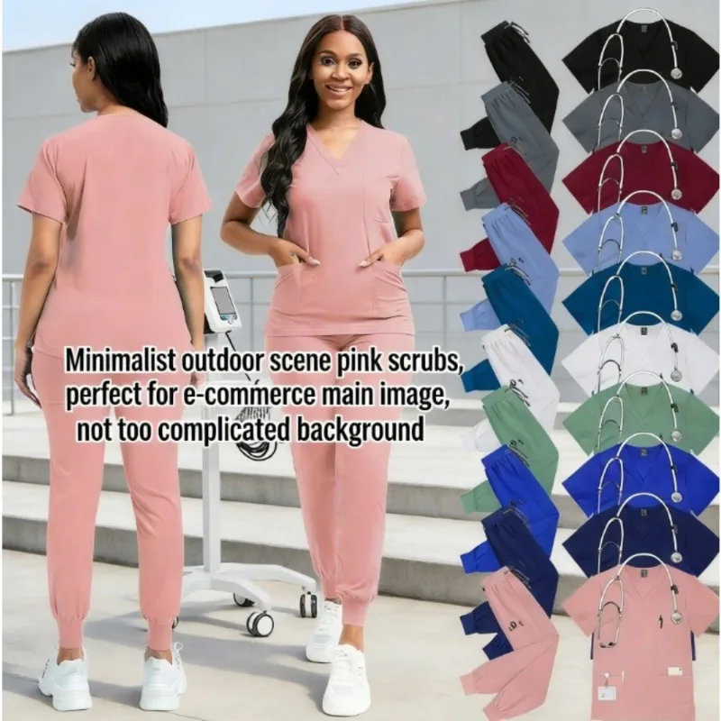 Classic New Nurse Scrubs Set Men Nurse Accessories Uniform Clinical Top Pants Lab Workwear Clothes