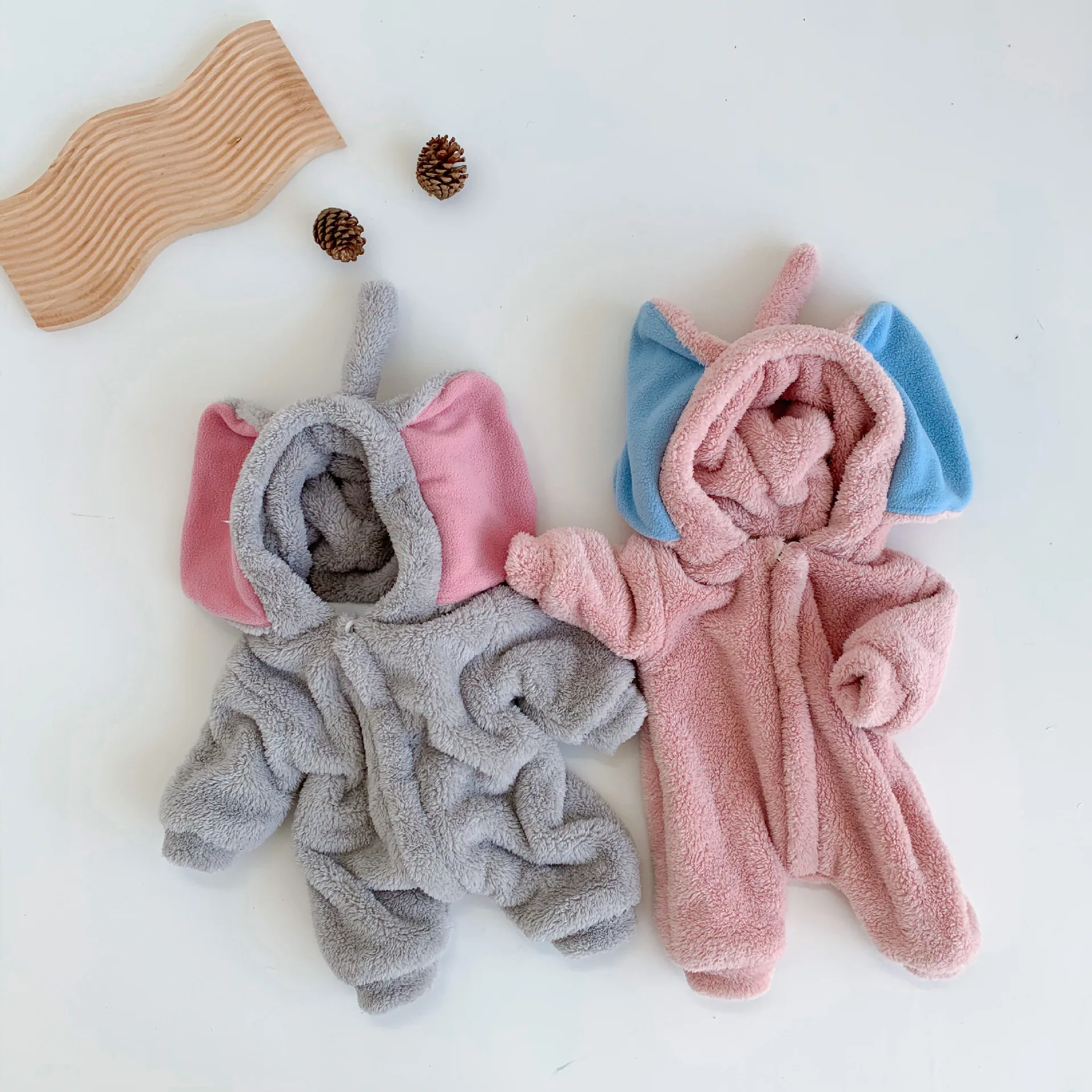 Newborn Baby Girl Boy Flannel Elephant Kigurumi Hooded Sleepwear Onepiece Infant Jumpsuit Cute Costume Baby Clothes 6M-2Y