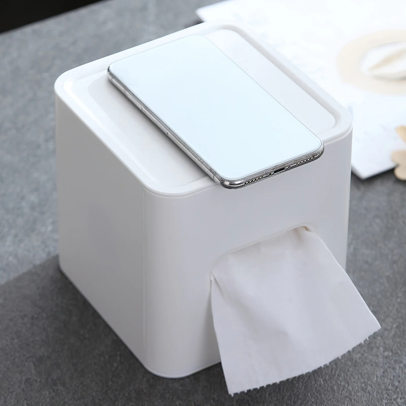

Square Tissue Box Plastic Roll Paper Holder Bathroom Napkin Storage Decorative Tissues Cube Box Desktop Organizer