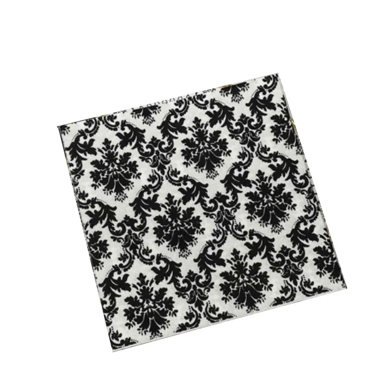 Preto e Branco Impresso Guardanapos, Destaque Europeu, Floral Quadrado, Papel Dobrado, Flor De Festa, 33cm, 10 Unidades, 20 Unidades por Pacote