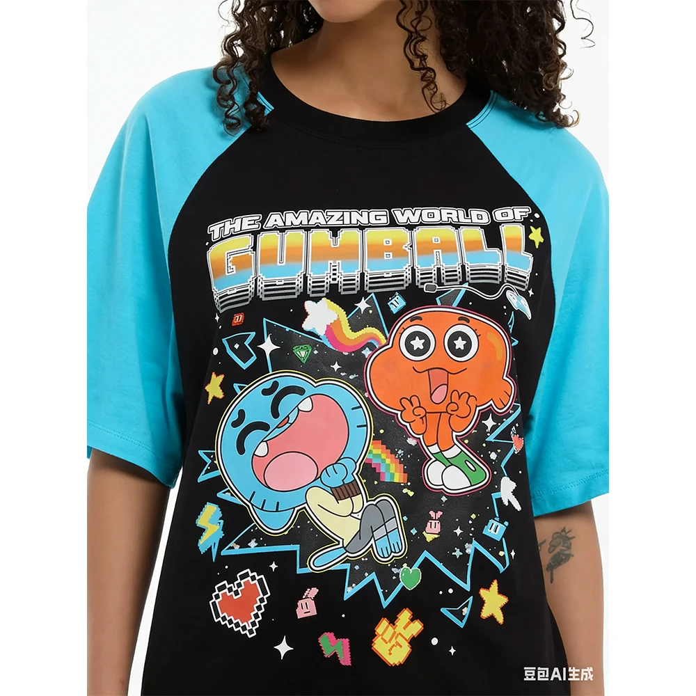 Camiseta Oversized de Secagem Rápida para Meninos e Meninas com Estampa de Desenho Animado The Amazing World Of Gumball Digital Chaos, Nova Coleção de Verão, Top Esportivo Casual Masculino