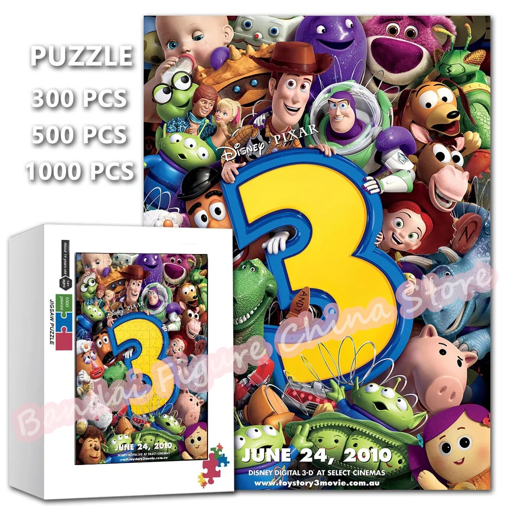 

Toy Story Print Diy Assemble Jigsaw Puzzles 300/500/1000 Pieces Disney Movie Cartoon Puzzles Educational Party Game Gifts