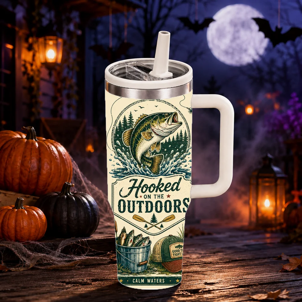 Cute Spooky Ghost Vacuum Flasks 40oz Large Capacity Stainless Steel Tumbler with Handle Straw Lid Insulated Travel Mug Cup