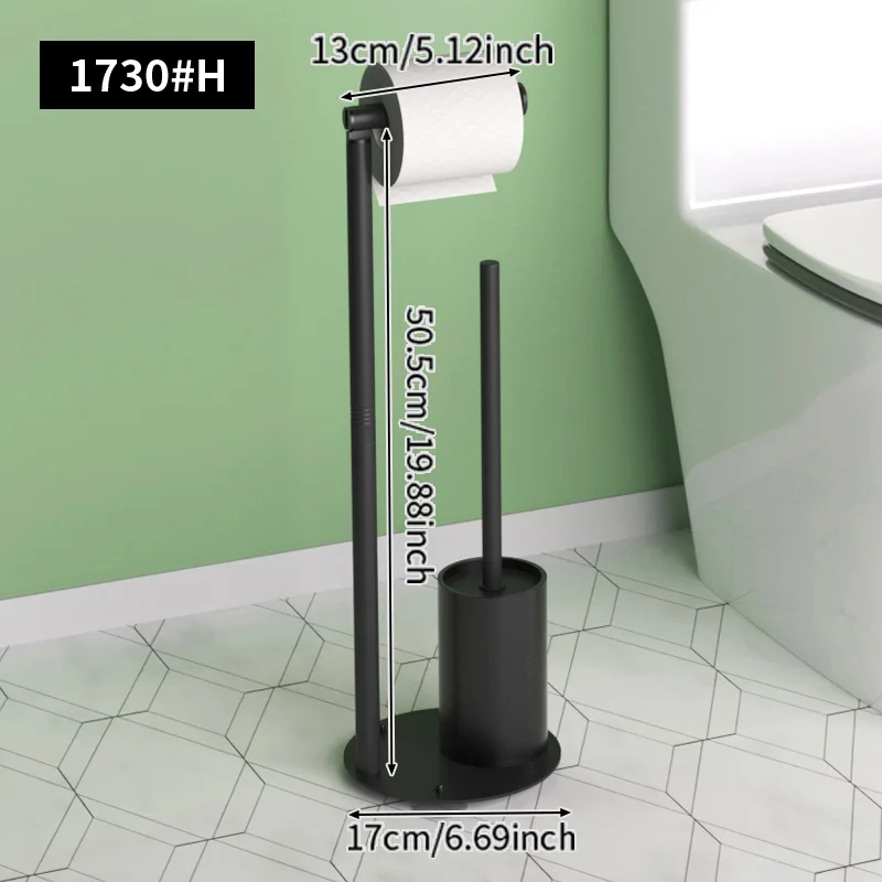 Floor Standing Multi-Functional Tissue Storage Rack Bathroom Non Perforated Tissue Holder Toilet Brush Vertical Paper Roll Rack