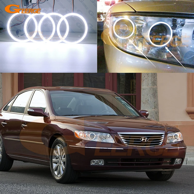 For Hyundai Grandeur TG Azera 2006 2007 2008 2009 2010 2011 Excellent Day Light Ultra Bright COB Led Angel Eyes Kit Halo Rings