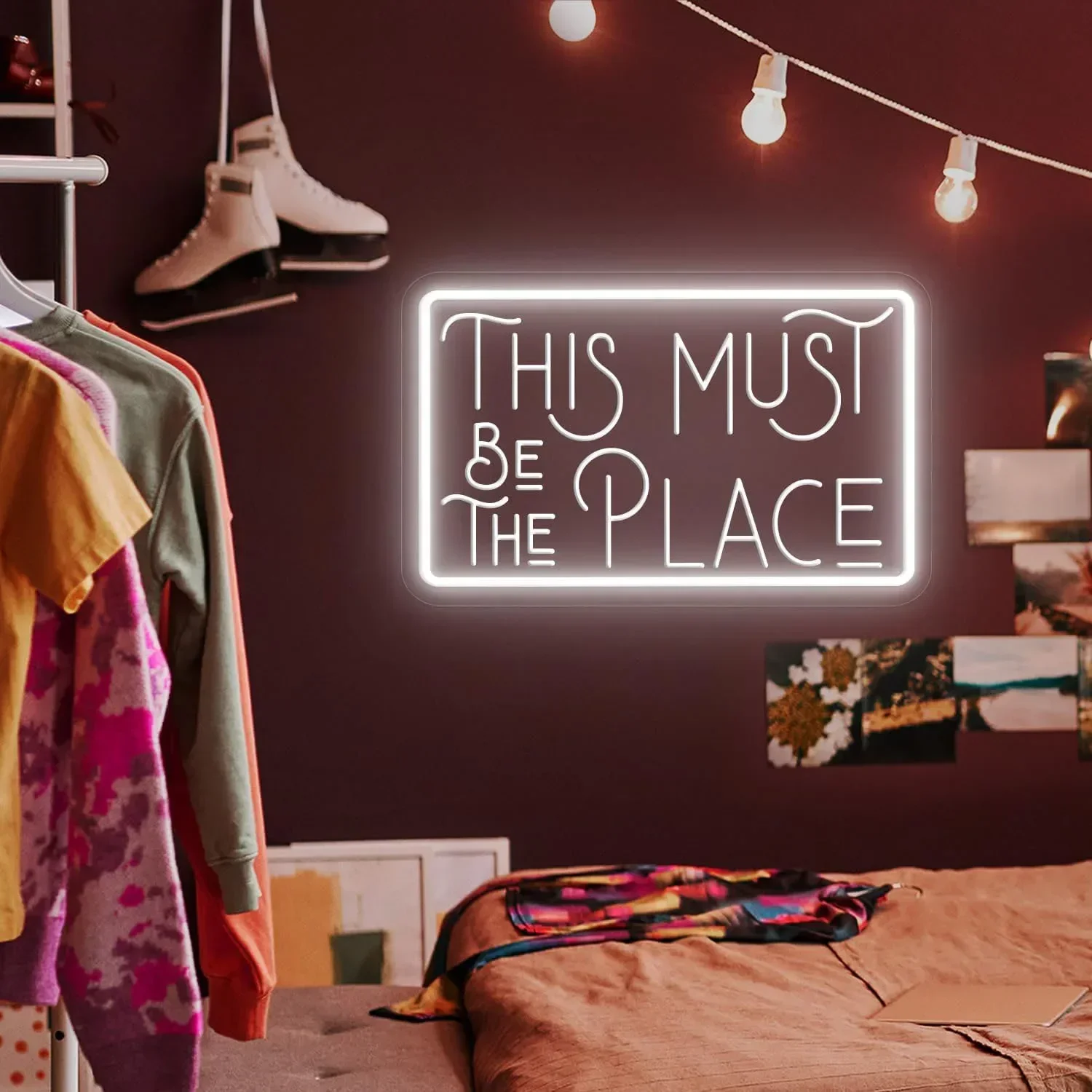 This Must Be The Place Neon Sign Wall Decor LED Neon Party Decoration USB-powered with Adjustable Brightness LED Neon Sign