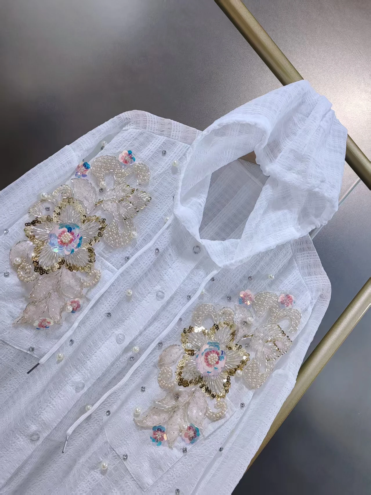 High-end 2025 Spring Summer Luxury Hooded Oversize Shirts Blouses Women's Loose Casual Y2K  Tops Korean Popular Woman Clothing