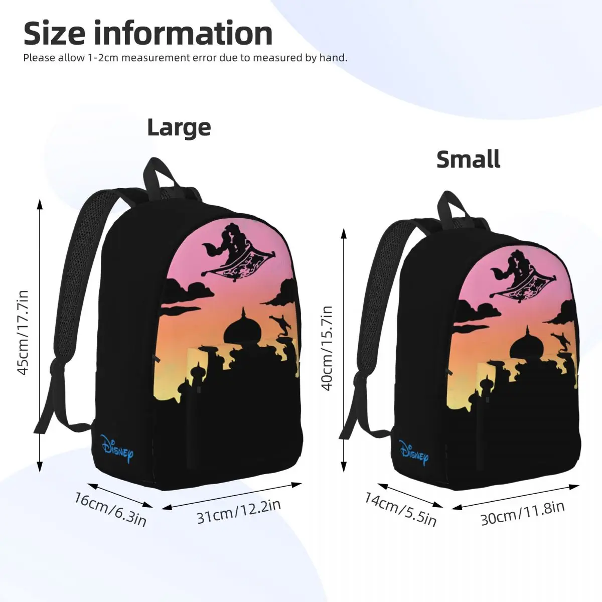 Jasmin Aufbewahrung tasche Campus Multi-Fach Disney Aladdin Cartoon Film Teen Mädchen Junge Männer Frauen Erwachsene College-Tasche zurück in die Schule