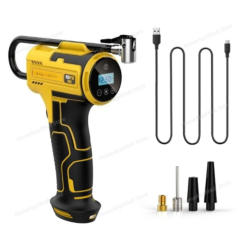 Portable Gun Pump Electric Tire Inflator, Handheld Wireless Charging Digital Display Emergency Car-mounted Inflator