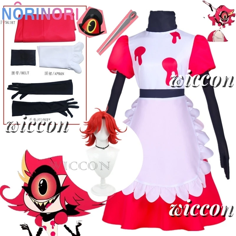 Niffty Anime Niff Cosplay Traje para Mulheres, Fofo Diabo Roleplay Roupas, Peruca Uniforme, Hotel Dress, Halloween Party Dress